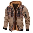 thumbnail image 1 of IYTR Mens Winter Jacket Zipper Hooded Draswtring Patchwork Long Sleeve Jacket Casual Warm Tops Coats with Pocket Brown M, 1 of 4