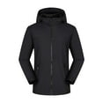 thumbnail image 1 of IYTR Mens Winter Jacket Zipper Hooded Neck Solid Color Outdoor Sports Warm Jacket with Pocket Long Sleeve Jacket Black XXXL, 1 of 4