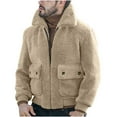 thumbnail image 1 of IYTR Mens Winter Jacket Zipper Turndown Collar Solid Color Fashion Pullover Bottom Knit Sweater Coat with Pocket Long Sleeve Jacket Khaki M, 1 of 4