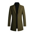 thumbnail image 1 of IYTR Mens Woolen Coat Long Sleeve Jacket Zipper Lapel Fashion Woolen Overcoat Jacket with Pocket Solid Color Army Green M, 1 of 5