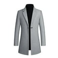 thumbnail image 1 of IYTR Mens Woolen Coat Long Sleeve Jacket Zipper Lapel Fashion Woolen Overcoat Jacket with Pocket Solid Color Gray XXXL, 1 of 6