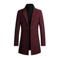 thumbnail image 1 of IYTR Mens Woolen Coat Long Sleeve Jacket Zipper Lapel Fashion Woolen Overcoat Jacket with Pocket Solid Color Wine XXL, 1 of 5