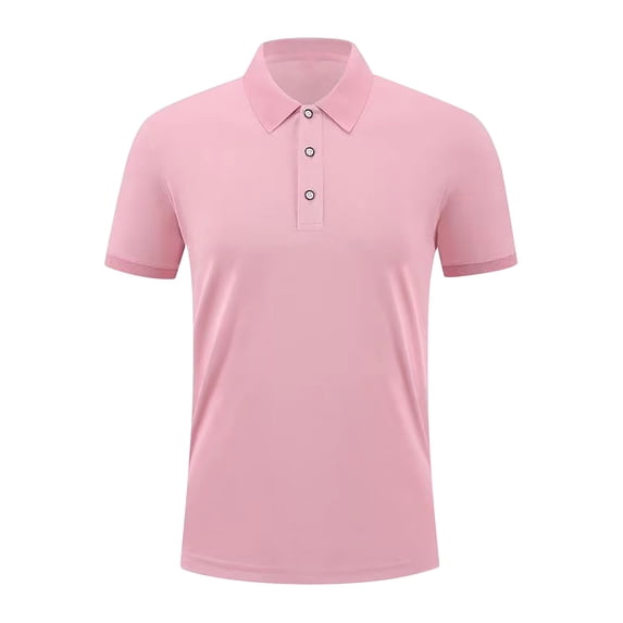 IYTR Mens Work Shirts Summer Short Sleeve T Shirts Button Up Turndown Collar Classic Comfortable Athletic Shirts Casual Solid Color Comfy Fashion Pink L