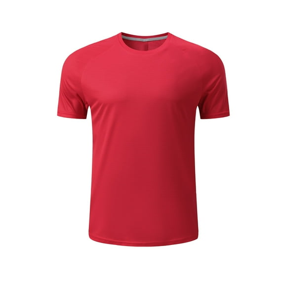 IYTR Mens Workout Shirts Short Sleeve T Shirts Comfy Outdoor Gym Shirts Casual Pullover Crewneck Tee Shirts Summer Fashion Solid Color Red M