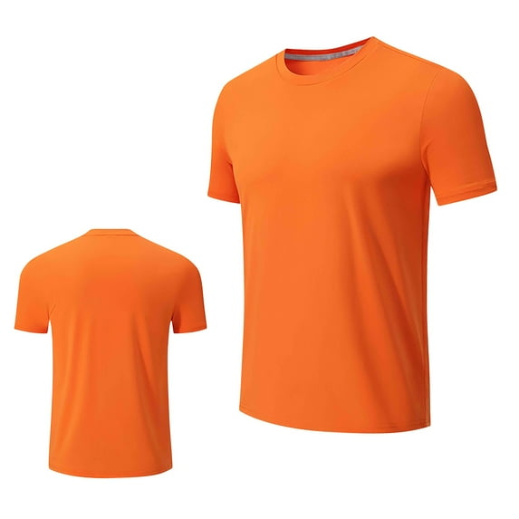 IYTR Mens Workout Shirts Summer Fashion Solid Color Casual Pullover Round Neck Tee Shirts Short Sleeve T Shirts Comfy Running Fitness Athletic Shirts Orange S