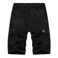 thumbnail image 1 of IYTR Mens Workout Shorts Summer Solid Color Drawstring Elastic Waist Shorts Casual Athletic Cargo Shorts Loose Straight Shorts Black XXL, 1 of 6