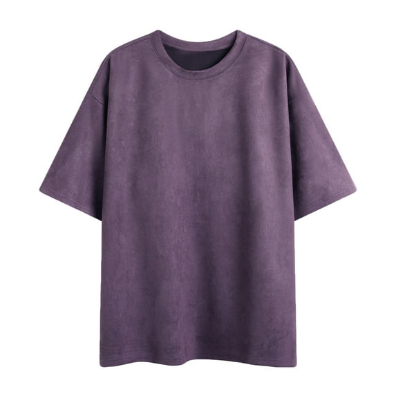 IYTR Mens Workout T Shirts Summer Solid Color Fashion Pullovers Round Neck T-shirts Short Sleeve T Shirts Relaxed Outdoor Athletic Shirts Purple M