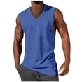 thumbnail image 1 of IYTR Mens Workout Tank Tops Sleeveless T Shirts Fitness Workout Tee Shirts Lightweight Beach Tank Tops Comfy Solid Color V Neck Casual Summer Blue XL, 1 of 6