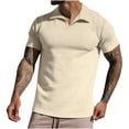thumbnail image 1 of IYTR Mens's Short Sleeve Shirts Casual Solid Color Lapel Athletic Shirts Sports Vacation Daily T-shirt Shirt Blouse Khaki XXL, 1 of 7