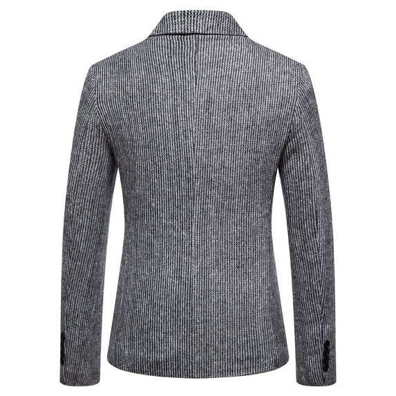 IYTR New One-button Suit Coats Button Up Turndown Collar Stripe Mens Suit Coat Long Sleeve Jacket Gray M