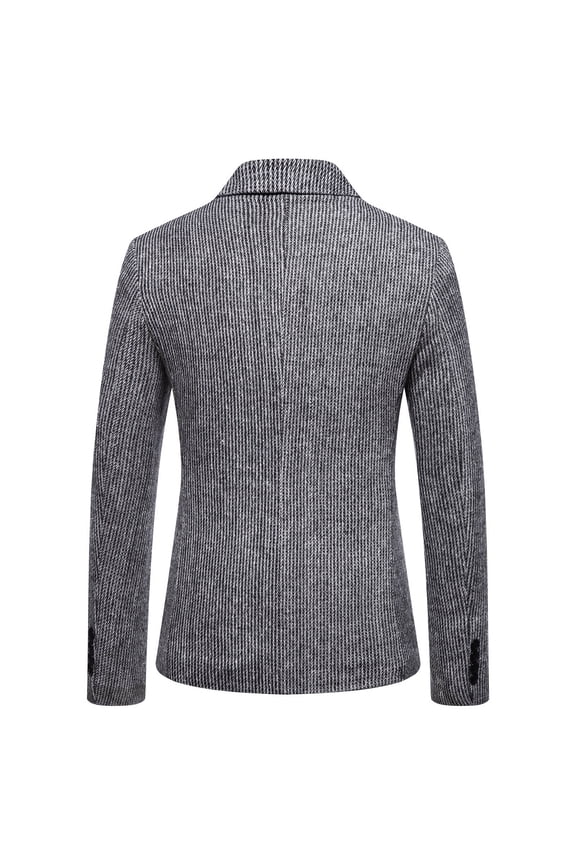 New One-button Suit Coats Button Up Turndown Collar Stripe Mens Suit Coat Long Sleeve Jacket Gray XXXL