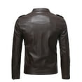 thumbnail image 1 of IYTR Plus Fleece Leather Jacket with Pocket Zipper Stand-up Collar Solid Color Long Sleeve Jacket Mens Leather Jackets Brown XXL, 1 of 7