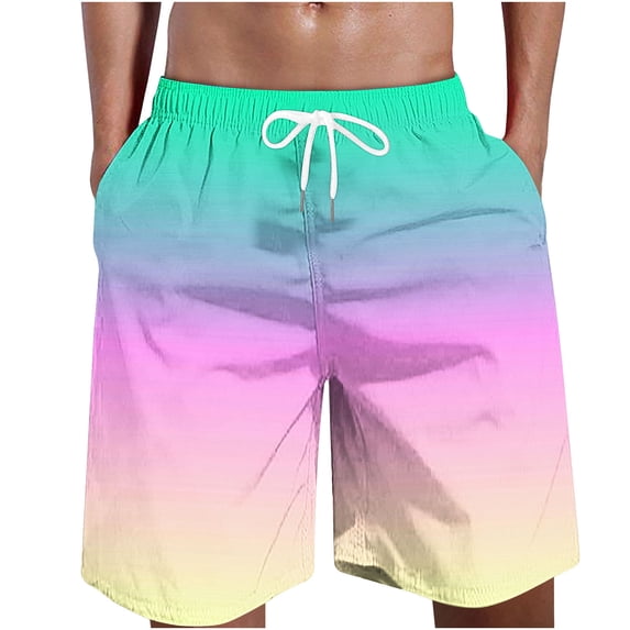 IYTR Shorts for Men Elastic Waist Drawstring Beach Shorts Gradient Color with Pockets Lightweight Summer Casual Shorts Purple XXXXXL