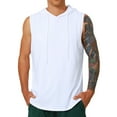 thumbnail image 1 of IYTR Sleeveless Shirts for Men Summer Fashion Mens T Shirts Sleeveless T Shirts Leisure Loose Drawstring Hooded Sports Solid Color Classic Tshirt Blouses(White,XL), 1 of 2