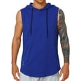 thumbnail image 1 of IYTR Sleeveless Shirts for Men Summer Fashion Mens T Shirts Sleeveless T Shirts Leisure Loose Drawstring Hooded Sports Solid Color Classic Tshirt Blouses(Blue,XXL), 1 of 3