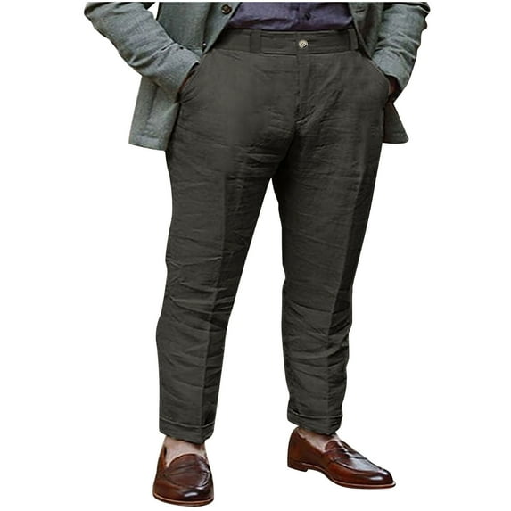 IYTR Summer Beach Breathable Sports Pants Multi-Pockets Straight-leg Pants Fashion Solid Color Button Zipper Comfort Waist Pants Mens Pants Dark Gray L