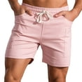 thumbnail image 1 of IYTR Summer Dstring Shorts Men Solid Color Beach Shorts with Pockets Male Fitness Workout Running Sweatpants Gym Shorts Pink XL, 1 of 6
