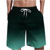 IYTR Summer Men's Hawaiian Beach Shorts Gradient Color Elastic Waist Drawstring with Pocket Casual Loose Sport Shorts Army Green S