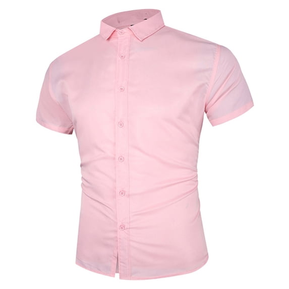 IYTR Summer Mens Solid Color Buttons Shirt Casual Fashion Short Sleeve Laprl T-Shirt Comfy Lightweight Blouse Shirt