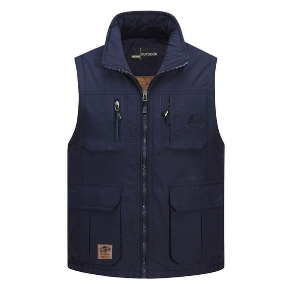 IYTR Warm Leather Jacket with Pocket Mens Hooded Leather Jackets Solid Color Long Sleeve Jacket Zipper Hooded Neck Blue XXXL