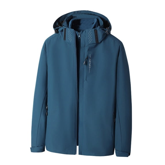 IYTR Windbreaker Jackets for Men Waterproof 3-in-1 Jacket Warm Snow Rain Jackets Plus Size Winter Coats with Pockets (Blue,XXXXL)