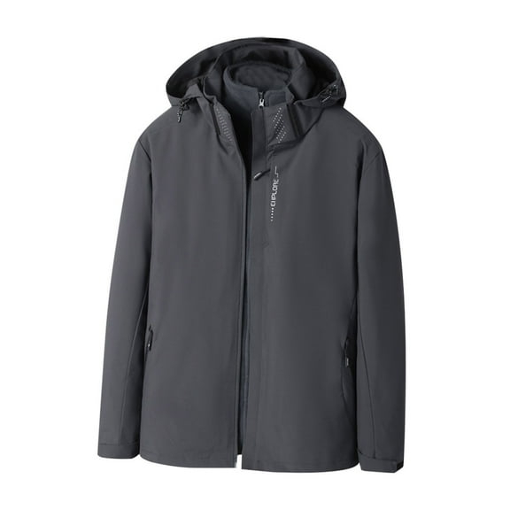 IYTR Windbreaker Jackets for Men Waterproof 3-in-1 Jacket Warm Snow Rain Jackets Plus Size Winter Coats with Pockets (Dark Gray,M)