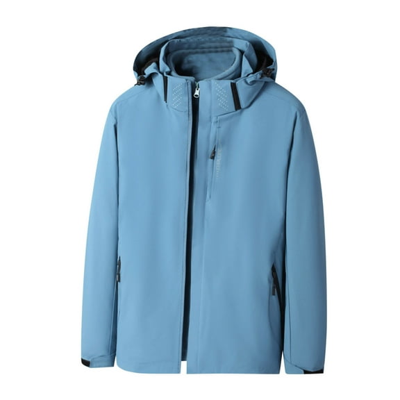 IYTR Windbreaker Jackets for Men Waterproof 3-in-1 Jacket Warm Snow Rain Jackets Plus Size Winter Coats with Pockets (Sky Blue,XXXXL)
