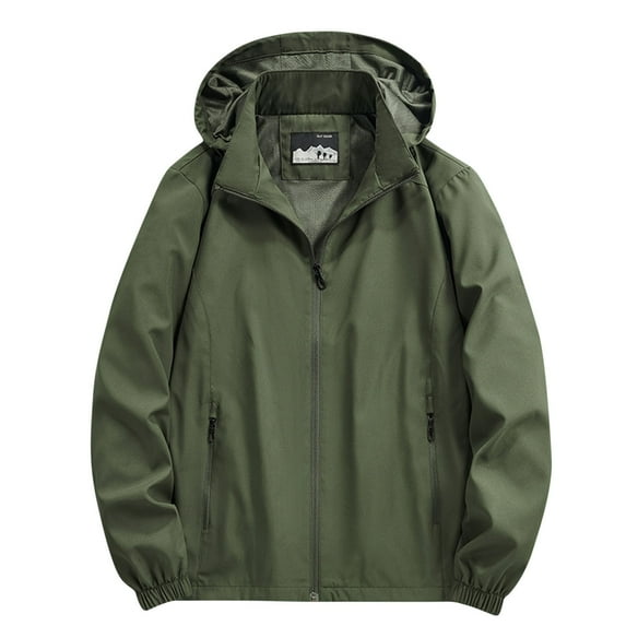 IYTR Winter Coats for Men Windproof Hooded Long Sleeve Coats Casual Solid Color Winter Warm Jackets Outerwear (Army Green,XL)