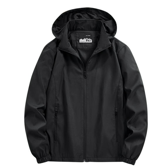 IYTR Winter Coats for Men Windproof Hooded Long Sleeve Coats Casual Solid Color Winter Warm Jackets Outerwear (Black,XL)