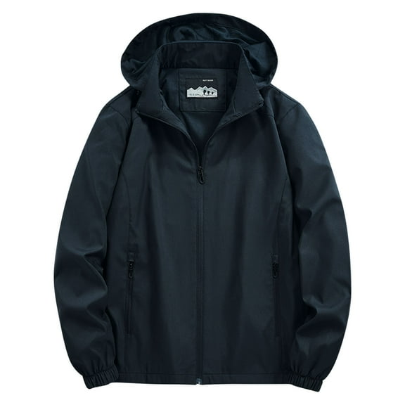 IYTR Winter Coats for Men Windproof Hooded Long Sleeve Coats Casual Solid Color Winter Warm Jackets Outerwear (Dark Blue,M)