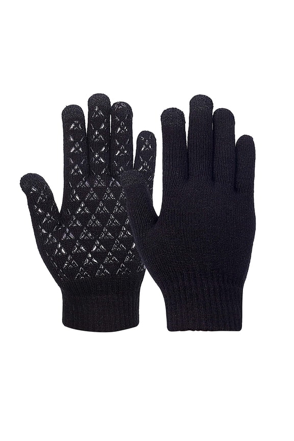 Winter Gloves for Men Women Warm Gloves with Thermal Soft Knit Lining Elastic Cuff Gloves Heating Warm Ski Half Finger Gloves Black Free Size