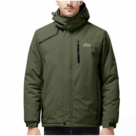 IYTR Winter Jackets for Men Waterproof Fleece Coats Sport Thermal Parkas Snowboard Jacket Raincoat with Pockets (Army Green,M)