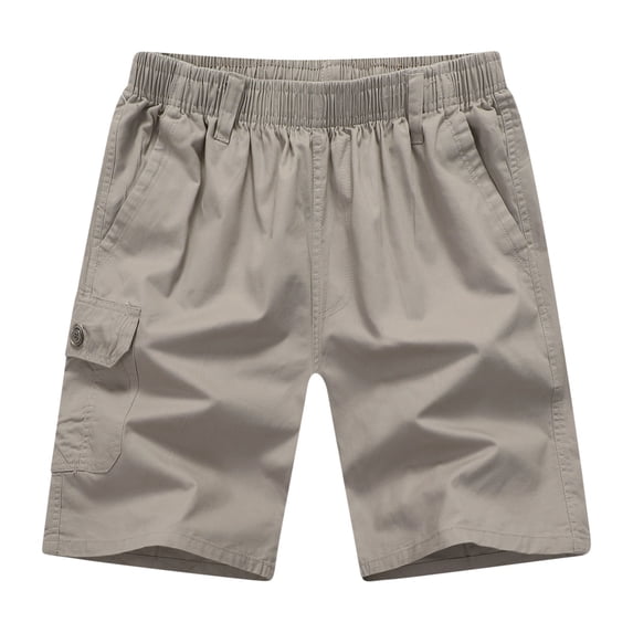 IYTR Work Shorts for Men Classic Solid Color Summer Elastic Waist Loose Fit Casual Beach Straight-leg Work Pants Shorts Gray, XXXL