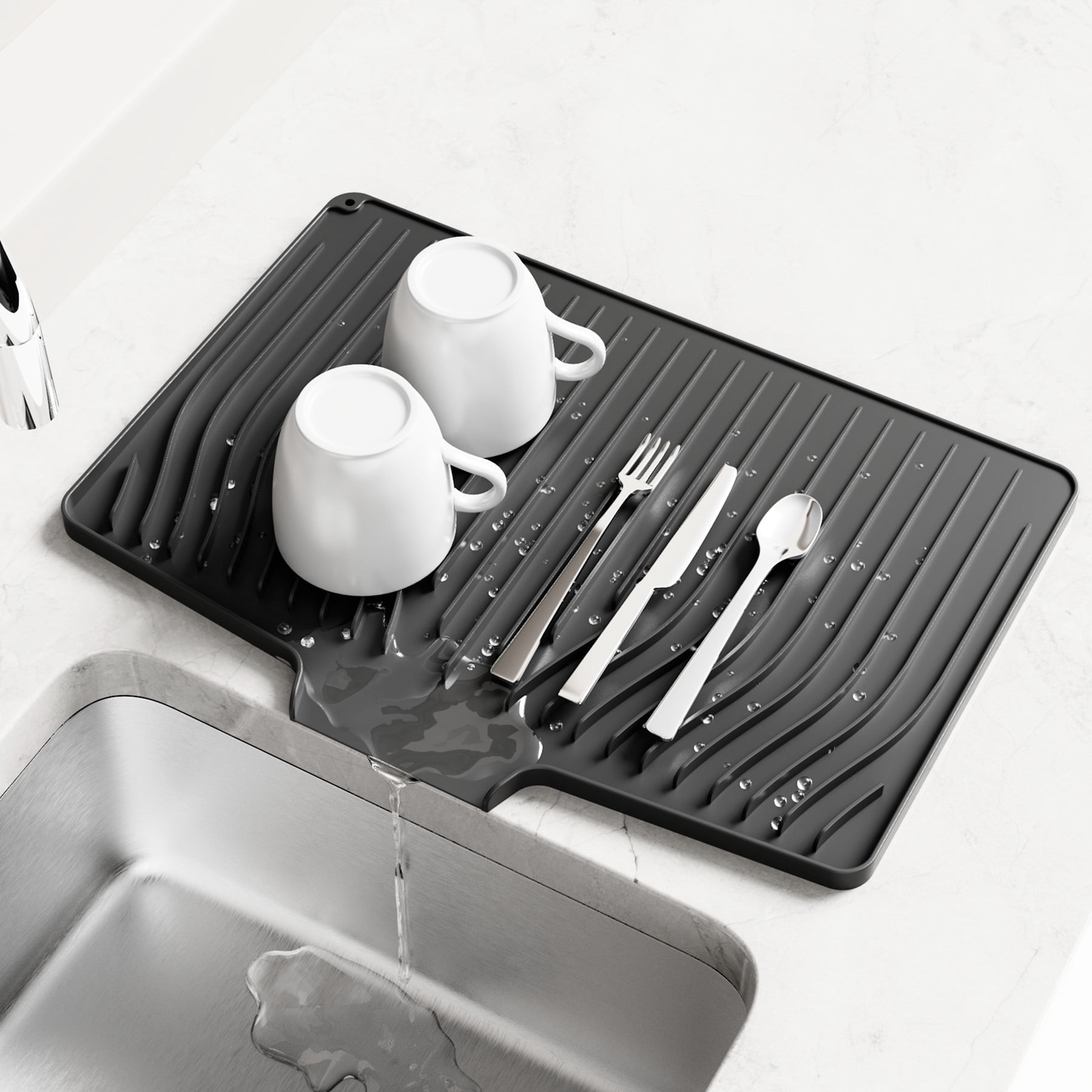 IYYI Silicone Dish Drying Mat, 18.9"x13.6" with Drain - Walmart.com