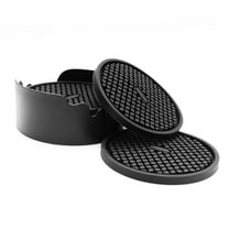 IYYI Silicone Coasters, Drink Coasters with Holder, Cup Coasters, Deep Tray Cup Mat (Black)
