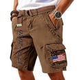 thumbnail image 1 of IYYVV 250 Anniversary USA Shorts for Men Cargo Shorts American Flag Patriotic 4th of July Short Independence Day Slacks Brown 3XL, 1 of 4