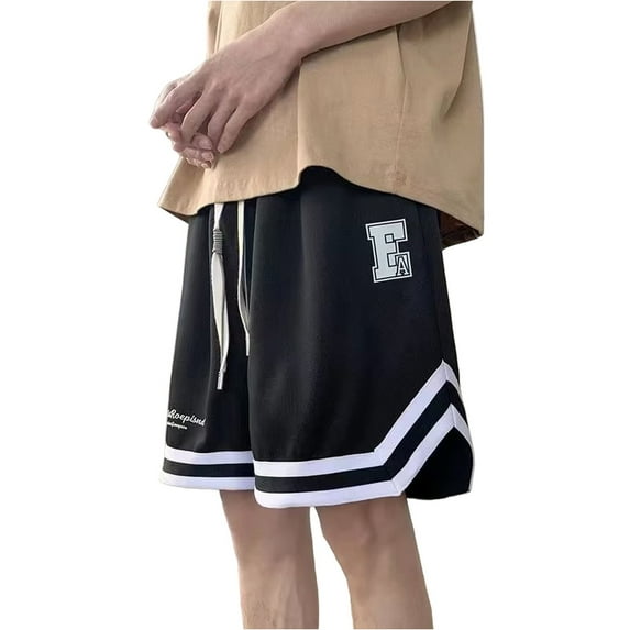 IYYVV Athletic Gym Mens Shorts - Workout Quick Dry Basketball Shorts with Pockets for Running Casual Activewear Black L