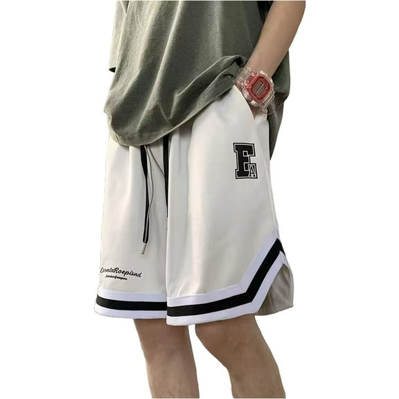 IYYVV Men's Athletic Shorts with Pockets and Elastic Waistband Quick Dry Activewear Workout Shorts for Men White 6XL