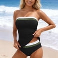 thumbnail image 1 of IYYVV Bandeau Tankini Swimsuits For Women - Two Piece Ruched Tummy Control Bathing Suit Strapless Modest Swimwear With Bottoms Black XL, 1 of 6