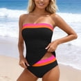 thumbnail image 1 of IYYVV Bandeau Tankini Swimsuits For Women - Two Piece Ruched Tummy Control Bathing Suit Strapless Modest Swimwear With Bottoms Multicolor S, 1 of 6
