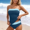 thumbnail image 1 of IYYVV Bandeau Tankini Swimsuits For Women - Two Piece Ruched Tummy Control Bathing Suit Strapless Modest Swimwear With Bottoms Navy M, 1 of 6