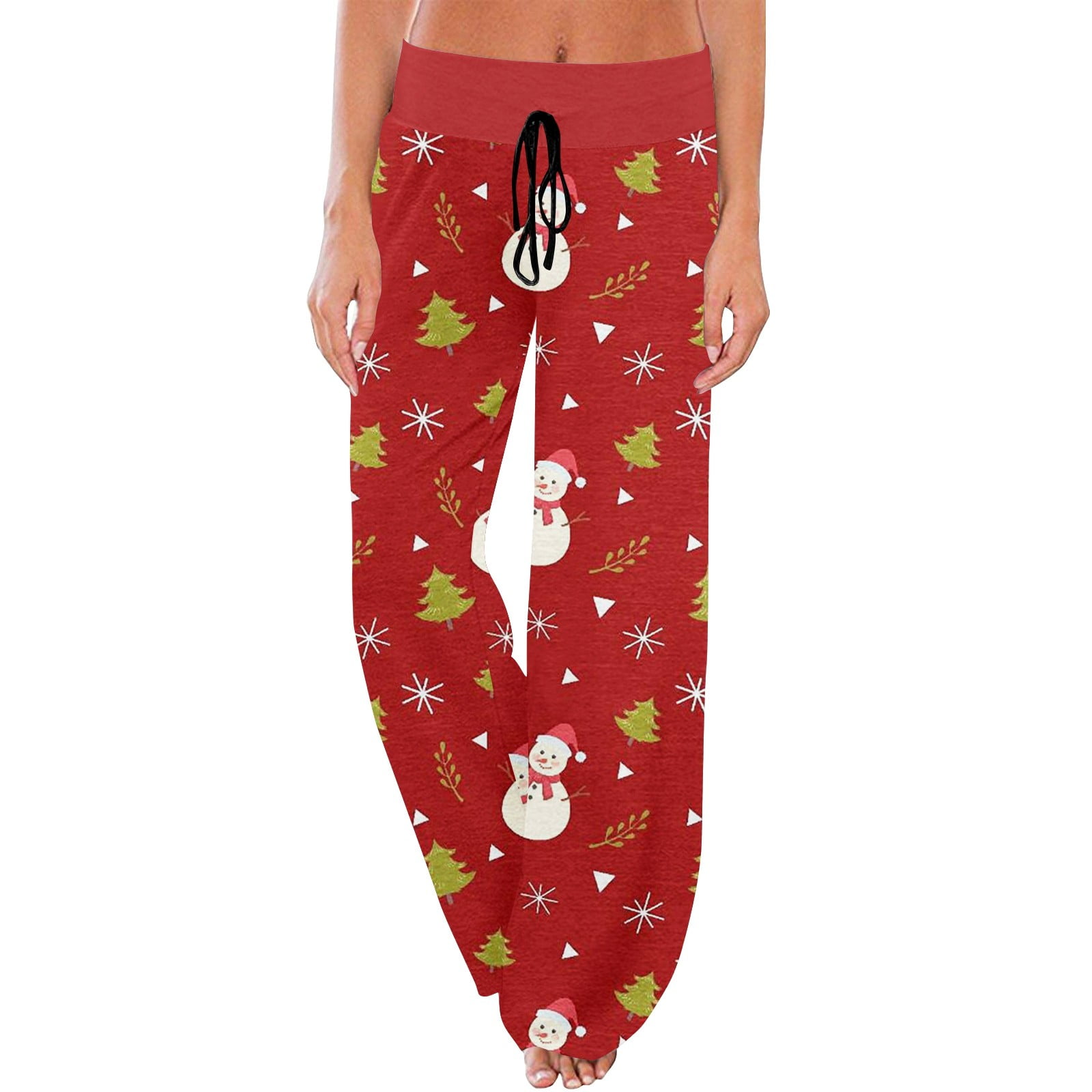 IYYVV Christmas Womens Pajama Pants Casual Comfy Sleepwear Wide Leg
