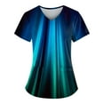 thumbnail image 1 of IYYVV Comfort Fit Stretch Women's Plus Size V-neck Scrub Top Fashion Printed Working Uniform Nurse Uniform Scrubs Pockets Scrub Tops Dark Blue M, 1 of 3