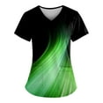 thumbnail image 1 of IYYVV Comfort Fit Stretch Women's Plus Size V-neck Scrub Top Fashion Printed Working Uniform Nurse Uniform Scrubs Pockets Scrub Tops Fluorescent Green L, 1 of 3