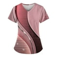 thumbnail image 1 of IYYVV Comfort Fit Stretch Women's Plus Size V-neck Scrub Top Fashion Printed Working Uniform Nurse Uniform Scrubs Pockets Scrub Tops Pink M, 1 of 3