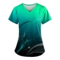 thumbnail image 1 of IYYVV Comfort Fit Stretch Women's Plus Size V-neck Scrub Top Fashion Printed Working Uniform Nurse Uniform Scrubs Pockets Scrub Tops Sky Blue 2XL, 1 of 3