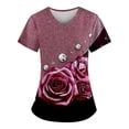 thumbnail image 1 of IYYVV Comfort Fit Stretch Women's Plus Size V-neck Scrub Top Fashion Printed Working Uniform Nurse Uniform Scrubs Pockets Scrub Tops Watermelon Red 2XL, 1 of 3