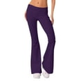 thumbnail image 1 of IYYVV Flared Leggings for Women Tall Fold Over Waist Leggings Bootleg Women Pants Dressy Stretchy Women Sweatpants Joggers Solid Color Sweatpants Boho Pajama Pants Women Dark Purple M, 1 of 4