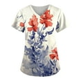 thumbnail image 1 of IYYVV Floral Printed Nursing Scrubs Shirts for Women 2024 New Fun Medical Plus Size Scrub Tops with Pockets Beige L, 1 of 3