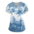 thumbnail image 1 of IYYVV Floral Printed Nursing Scrubs Shirts for Women 2024 New Fun Medical Plus Size Scrub Tops with Pockets Light Blue 4XL, 1 of 3